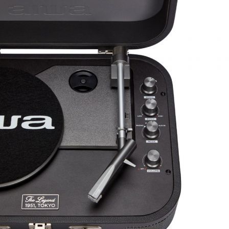 Aiwa VPX-1951TN Tocadiscos Vintage con Maletín de Cuero Titanio, Bluetooth y Grabación USB